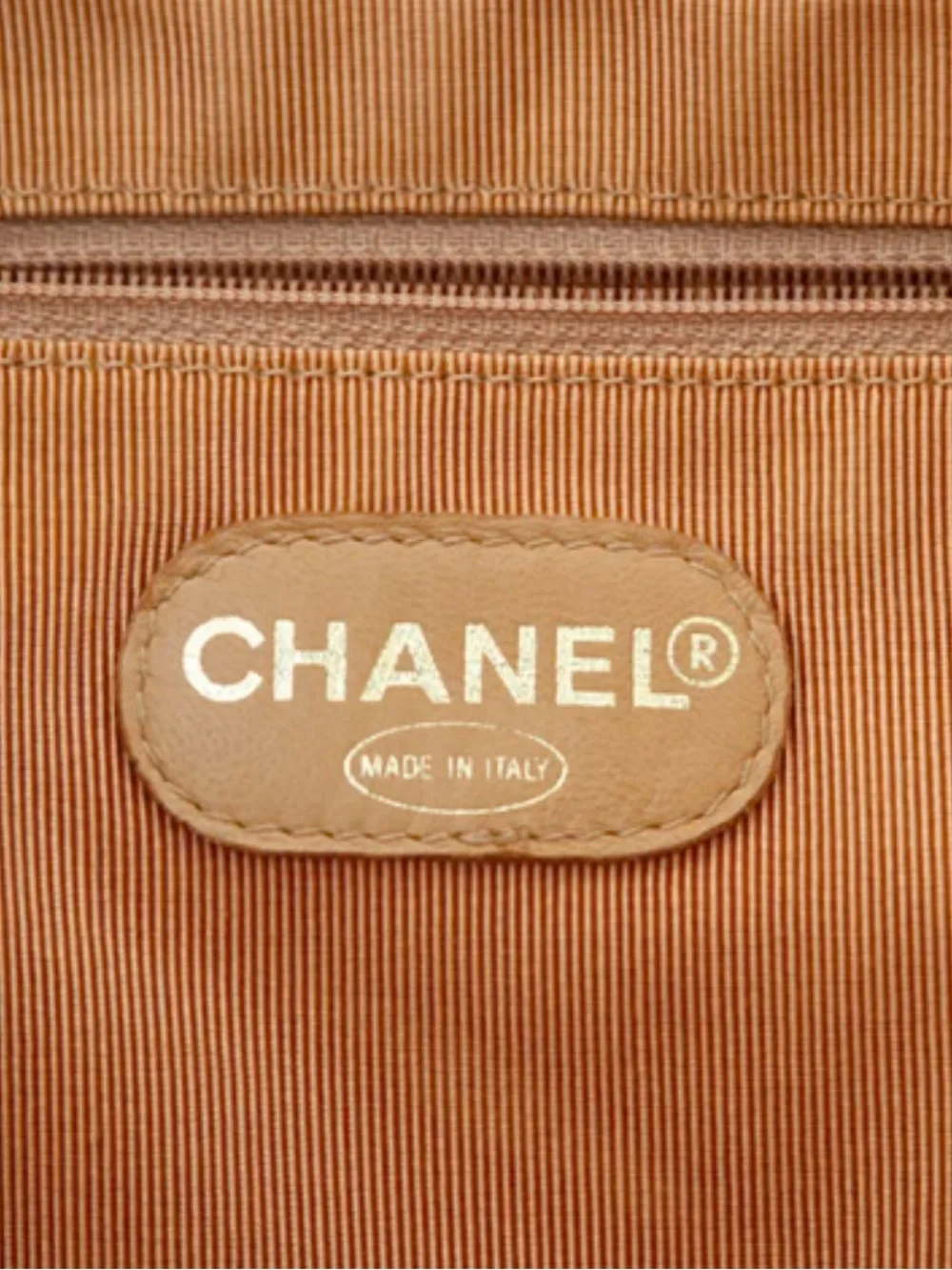 CHANEL Quilted Camel Tote with Gold Chain CC Accent and Turnlock Clasp